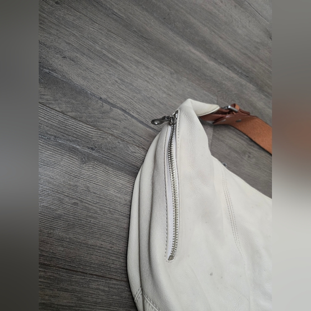 Christopher.kon Leather Slouchy Shoulder Bag Cream Tan Chic Streetwear Boho - Picture 12 of 16